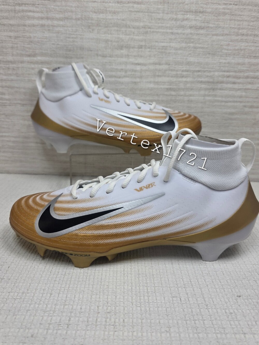 Sz 9 New Nike Zoom Air Vapor Pro 1 Football Cleats White/Black/Gold Mens